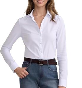 À la mode femmes chemises habillées formelles séchage rapide manches longues bureau affaires vêtements d'extérieur décontractés chemise boutonnée - Product Image 1