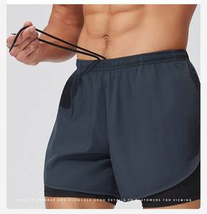 Pantalones cortos para correr de dos capas con bolsillos traseros para hombre, pantalones cortos deportivos activos para gimnasio 2 en 1, pantalones cortos de secado rápido con logotipo personalizado, envío DDP - Product Image 3