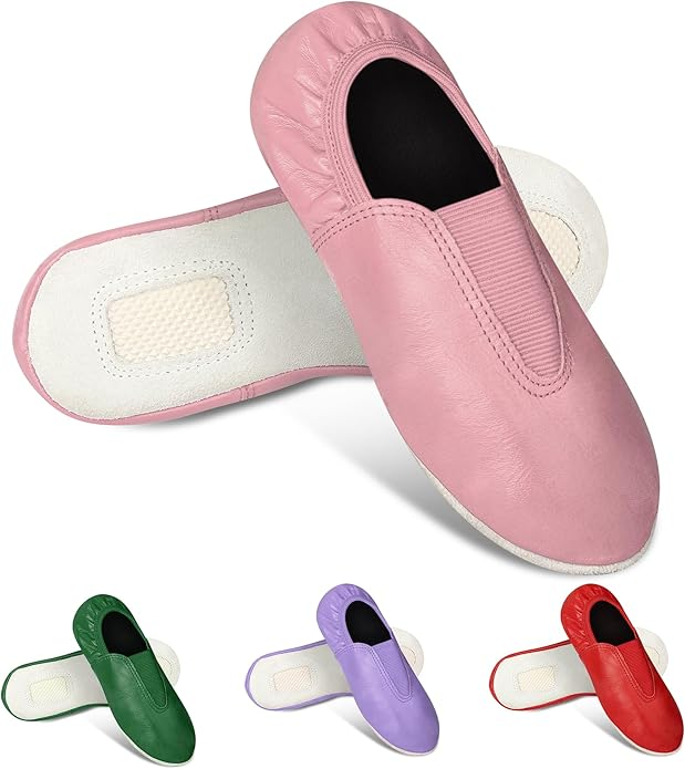 High Quality Girls' Gymnastics Tumbling Shoes Slip-On Agility Gymnastics Shoes Breathable Goat Leather Upper Rubber Sole Suede