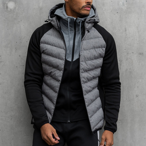 Veste d'hiver personnalisée Veste matelassée unisexe en coton épais avec capuche Veste matelassée imprimée pour hommes et femmes Vente en gros - Product Image 1