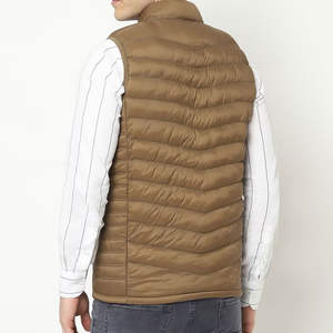 Chaquetas Acolchadas sin Mangas para Hombre al por Mayor, 100% Poliéster, Color Marrón Sólido, Chaqueta Burbuja Extra Grande para Invierno - Product Image 4