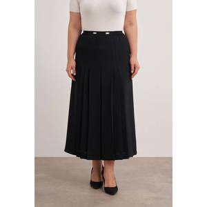 <b>Black</b> Knitted Wrap <b>Skirt</b> with Floral Embroidery and Belt - Product Image 2