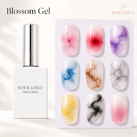 Gel Polish Transparent Effet Fleur Épanouieuse pour Ongles, Gel UV LED à Effet Aquarelle Marbré Fumé, OEM ODM