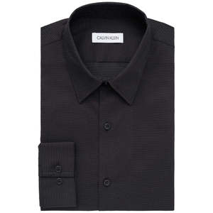 Camicia Elegante da Uomo Calvin Klein Extra-Slim in Popeline Antimacchia 100% Cotone Nero Taglia 17-17 1/2 32-33 - Product Image 1