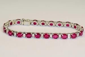 สร้อยข้อมือเพชรทับทิมพลอยสีชมพู13.7สำหรับผู้หญิงสร้อยข้อมือชุบเงิน925ทึบ - Product Image 5