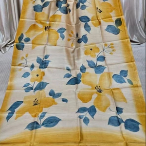 BEAU SAREE DE TRAVAIL PEINT À LA MAIN AVEC PIÈCE DE CHEMISIER - Product Image 1