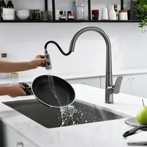 Hot Selling Single Handle Waterfall Stainless Steel Kitchen Faucet Pull Out Kitchen Sink Faucet