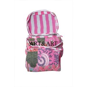 Vanity Delight Cotton 3-Piece Zipper Closure Eco-Friendly Cosmetic <b>Bag</b> Set Glamorous Soft Touch Pouches - Product Image 3