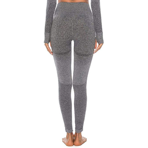 Ensemble de yoga sans couture pour femme avec leggings taille haute et haut court à manches longues à séchage rapide Ombre Activewear Gym Wear Sets - Product Image 4