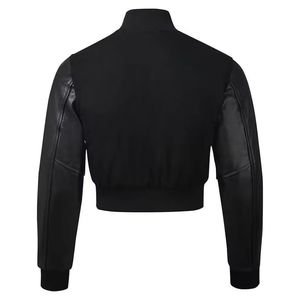 Chaqueta vaquera acolchada informal de talla grande para mujer, diseño universitario de algodón transpirable, cuello vuelto, manga larga, botón, lona de lana - Product Image 2