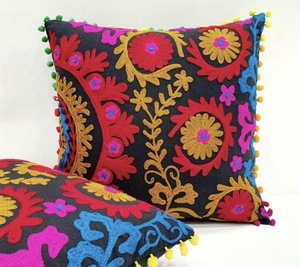 Indian Vintage Hand Embroidered Silk Kantha Cushion <b>Covers</b> Custom Home Decor <b>Pillows</b> Wholesale Kantha Cushion <b>Covers</b> - Product Image 1