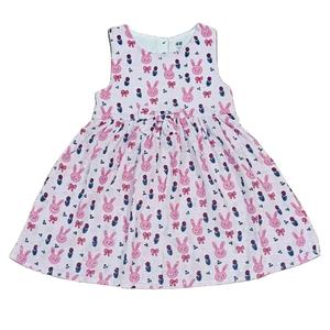 Vestido de princesa informal de verano para niñas, nuevo diseño, 100% algodón, cuello redondo, manga abullonada, Tops florales, dulce y lindo - Product Image 5