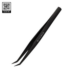 Pince à épiler classique en acier inoxydable chirurgical Bluemed, pointe en fibre inclinée, antidérapante, outil d'extension de cils, fermeture haute - Product Image 2