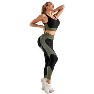 Wholesale Luxury Yoga Active wear Set for Ladies, Cross <b>Back</b> Sports Bra + Athletic Jacket with Gym Shorts + Yoga Legging - Product Image 1