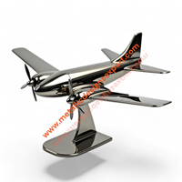 Modelo de Avión Moderno de Latón de Lujo Hecho a Mano, Elegante Escultura de Hélice para Decoración de Escritorio, para Coleccionistas y Entusiastas de la Aviación