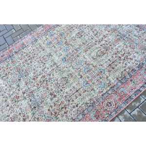 Alfombra Turca de 5.2x8.2 pies, Alfombra Vintage, Alfombra Azul con Diseño Floral de Lana - Product Image 5