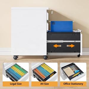 ארון תיוק מתכת 3 מגירות, שולחן משרדי מודרני, ארון ברזל קטן, ארון נייד מפלדה למשרד ביתי - Product Image 3