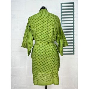 Vintage Boho Summer TieDye Kimono Pure Recycled Cotton Open Vest House <b>Robe</b> <b>Beach</b> Coverup with Stylish Motif 1 Piece - Product Image 5