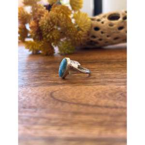Navajo Handmade Sterling Silver <b>Turquoise</b> <b>Ring</b> Size 8.5 Boho Statement Jewelry - Product Image 4