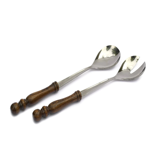 Nouveau service à salade en acier inoxydable Set de cuillères avec ensemble de salade unique poli naturel mot exigeant - Product Image 6