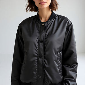 2024 chaqueta de bombardero de béisbol de satén para mujer, ropa de calle informal de manga larga acolchada para mujer - Product Image 6