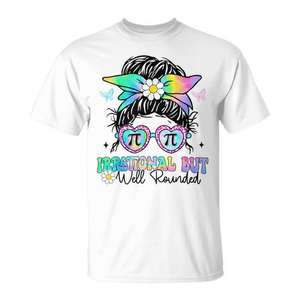 Camiseta Irrational But Well Rounded Pi Day Math para niñas, manga corta, cuello redondo, impresión digital, para adolescentes y mujeres - Product Image 1