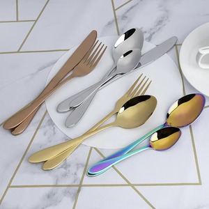 Nouvelle arrivée finition miroir ensemble de couverts en acier inoxydable de qualité alimentaire et lavable au lave-vaisselle ensemble couteau fourchette cuillère - Product Image 6