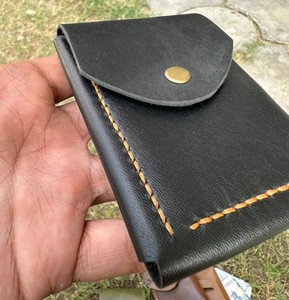 Handmade Vintage Style Genuine Cowhide <b>Leather</b> <b>Wallet</b> Slim <b>Bifold</b> Card Holder Open Closure Short Anti-Theft Feature Crazzy Horse - Product Image 3