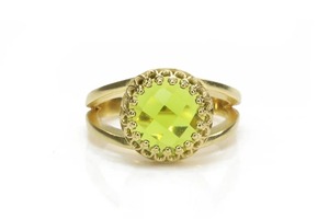 Anillo de Compromiso Cristiano Vintage de Plata de Ley 925 Chapado en Oro Hecho a Mano por Mehrajudin Gems con Peridoto e Incrustaciones de Diamantes, Anillo de Boda - Product Image 2