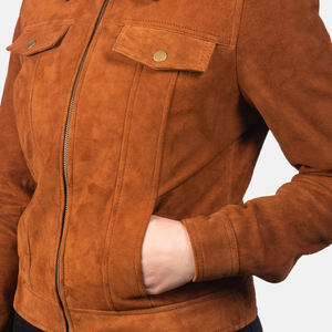 Nouvelle veste bomber d'hiver décontractée pour femmes grande taille en cuir suédé de peau de mouton respirant rembourrée de coton - Product Image 5
