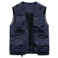 Chalecos de hombre con múltiples bolsillos y cremallera con logotipo personalizado para pesca al aire libre, fotografía, Otoño, senderismo, chaleco