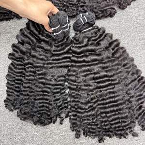 Luxury Burmese <b>Curly</b> Double Drawn Virgin Vietnamese Machine Double Weft Natural Beauty Remy Permed Hair Human Hair <b>Extensions</b> - Product Image 1