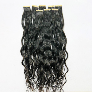 Tape Ins Extensión de cabello invisible para mujeres-Indian Hair Virgin Remy 100% Cabello humano Kinky Curl/Super Wave Styles - Product Image 5