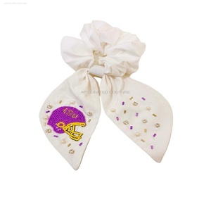 Accesorios de cuentas para el cabello, Scrunchie con cuentas para el cabello, diseño personalizado, lazo para el cabello con cuentas a mano, diadema, bordado a mano, scrunchies con cuentas - Product Image 4