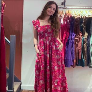 Vestido indio de algodón con bloque de mano para fiesta de verano, estampado Floral, estilo bohemio, regalo de novia para mujer, estilo dulce, cintura Natural, venta - Product Image 2