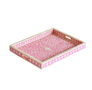 Plateau de service rectangulaire multifonctionnel en os incrusté de haute qualité, design moderne, pour servir chocolat et desserts, meilleurs prix - Product Image 2