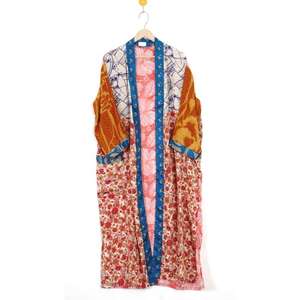ชุดคลุมอาบน้ำผ้าไหมผ้าส่าหรีทำจากผ้าไหมรีไซเคิลสำหรับชีวิตประจำวันสไตล์อินเดียในฤดูร้อนฤดูใบไม้ร่วง - Product Image 2