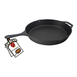 Jim Beam Classic 10.25 <b>Cast</b> Iron Round Skillet for Frying and Cooking Induction Stove Compatible Gas Grill Use - Product Image 1