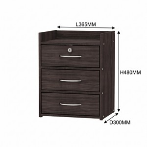 Modern 2312 3-<b>Drawer</b> Nightstand Side Table <b>with</b> <b>Lock</b> Tray Top Edge Bedroom Living Room Storage Furniture - Product Image 2