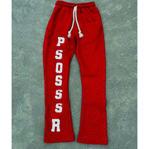 Customized 100% Cotton <b>Applique</b> Patch Distressed Embroidery Flared Sweatpants Hoodie Set Streetwear Winter Acid Wash Sun Fade - Product Image 2