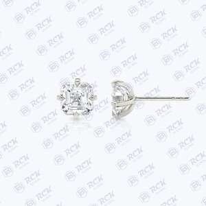 1.90 TCW Asscher Cut Stud Moissanite Boucles d'oreilles pour femmes 925 Sterling Silver Diamond Hip Hop Pendentif Iced Out Boucles d'oreilles - Product Image 5