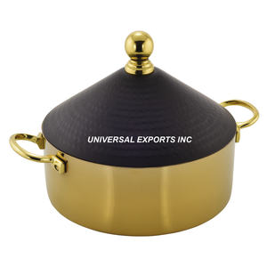 Gold Finished Stainless Steel Classic Hotpot Multi-functional Eco-Friendly Handmade Casserole Shape Tableware Fancy Metal <b>Food</b> - Product Image 4
