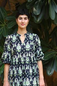 Ropa informal de calidad superior Elegante Floral Mujer Impreso Algodón puro Recto Casual Wea Maxi Vestido largo para mujer - Product Image 2