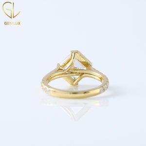 Vente chaude Asscher Cut Original Moissanite Diamant Demi Lunette Ensemble Solitaire Avec Demi Accent BridalBague de Fiançailles - Product Image 3