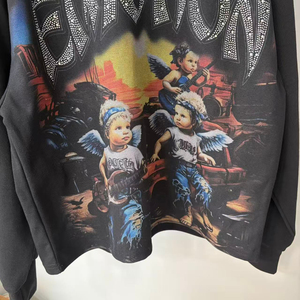 T-shirt à manches longues de haute qualité, style vintage, motif dessin animé, graffiti, diamant, nouvelle collection sportswear - Product Image 4