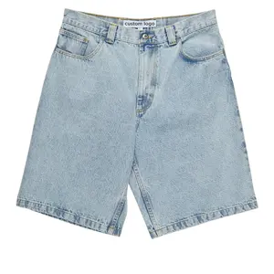Customized Manufacturer Men Zipper Fly Loose Fit 100% Cotton Heavyweight Denim Pants Baggy Jeans Jorts Skate Shorts