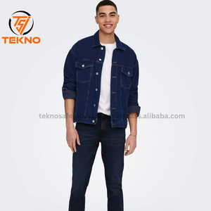 Nueva llegada de moda Streetwear chaqueta de mezclilla para los hombres de alta calidad de diseño personalizado de los hombres rasgados botón frontal Denim Jeans Chaquetas - Product Image 5