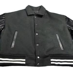 KIC <b>STAR</b> FASHION INDUSTRY Men's Varsity Letterman Baseball Bomber Hooded <b>Jacket</b> 100% Wool Coated Stand Collar Covered Front - Product Image 1