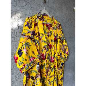 Robe kimono style bohème à imprimé bloc, 100 % coton, peignoir doux tissé pour l'été, fait main - Product Image 3