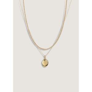 Colliers empilables élégants avec pendentif ovale en corde et maison, style superposé - Product Image 1